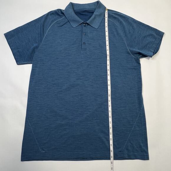 Lululemon Metal Vent Tech Polo Shirt Mens XL Blue Short Sleeve Mesh Silverescent - Picture 5 of 15